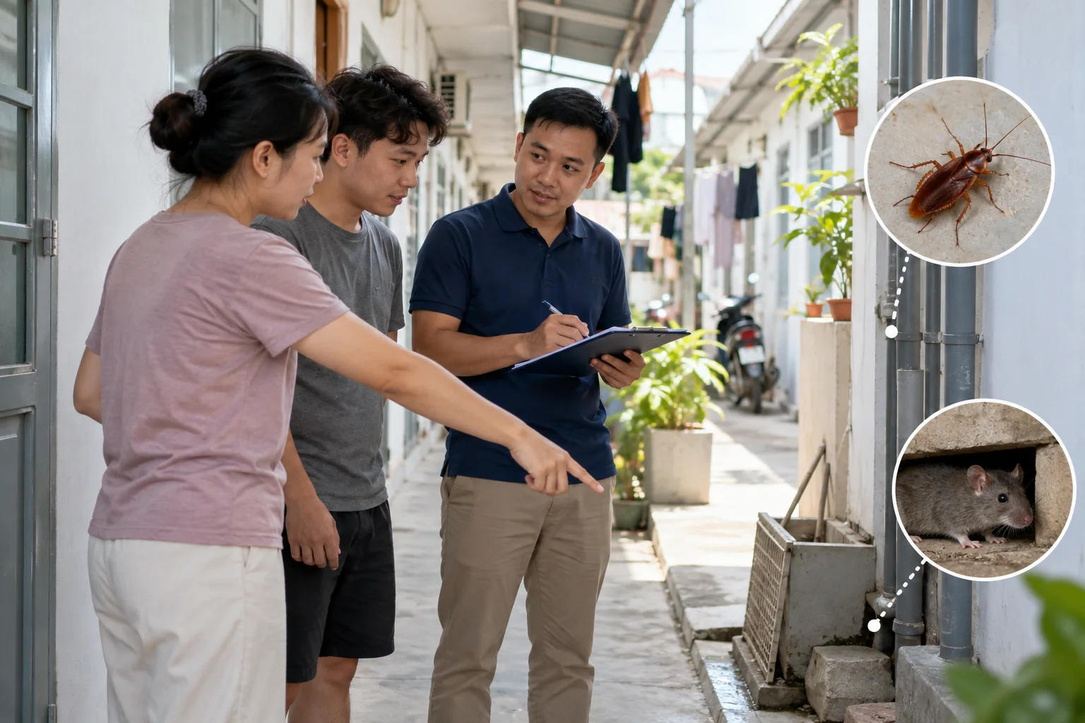 Ảnh minh họa: Kiểm soát gián và chuột trong dãy trọ