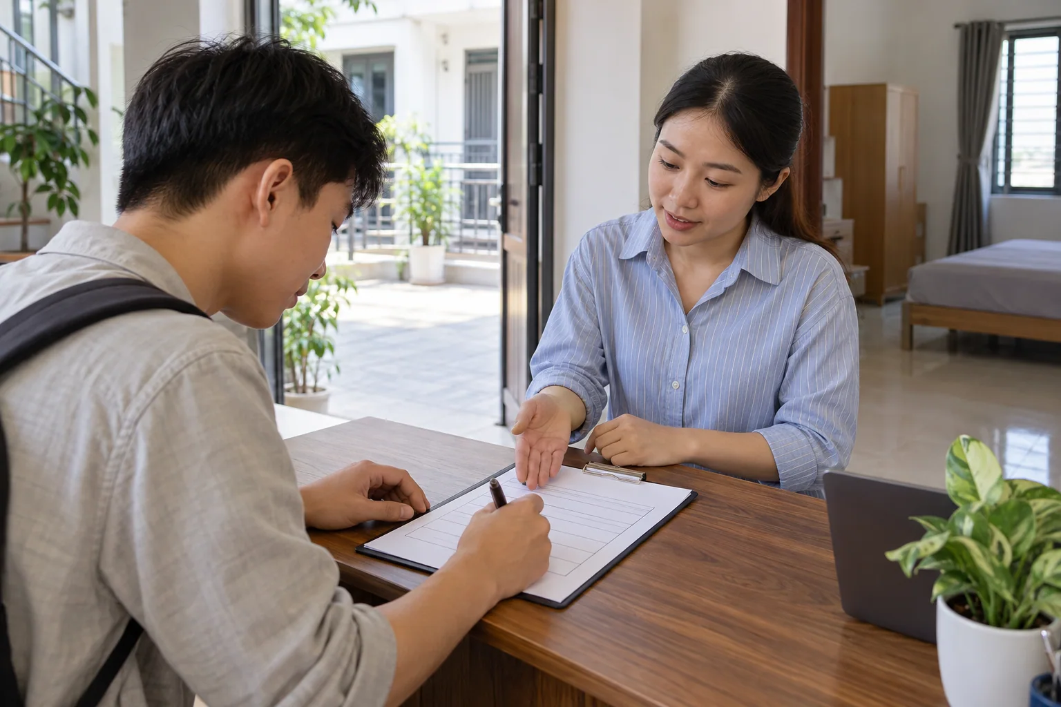 Ảnh minh họa: Mẫu phiếu đăng ký thuê phòng và phạm vi thông tin cần thu