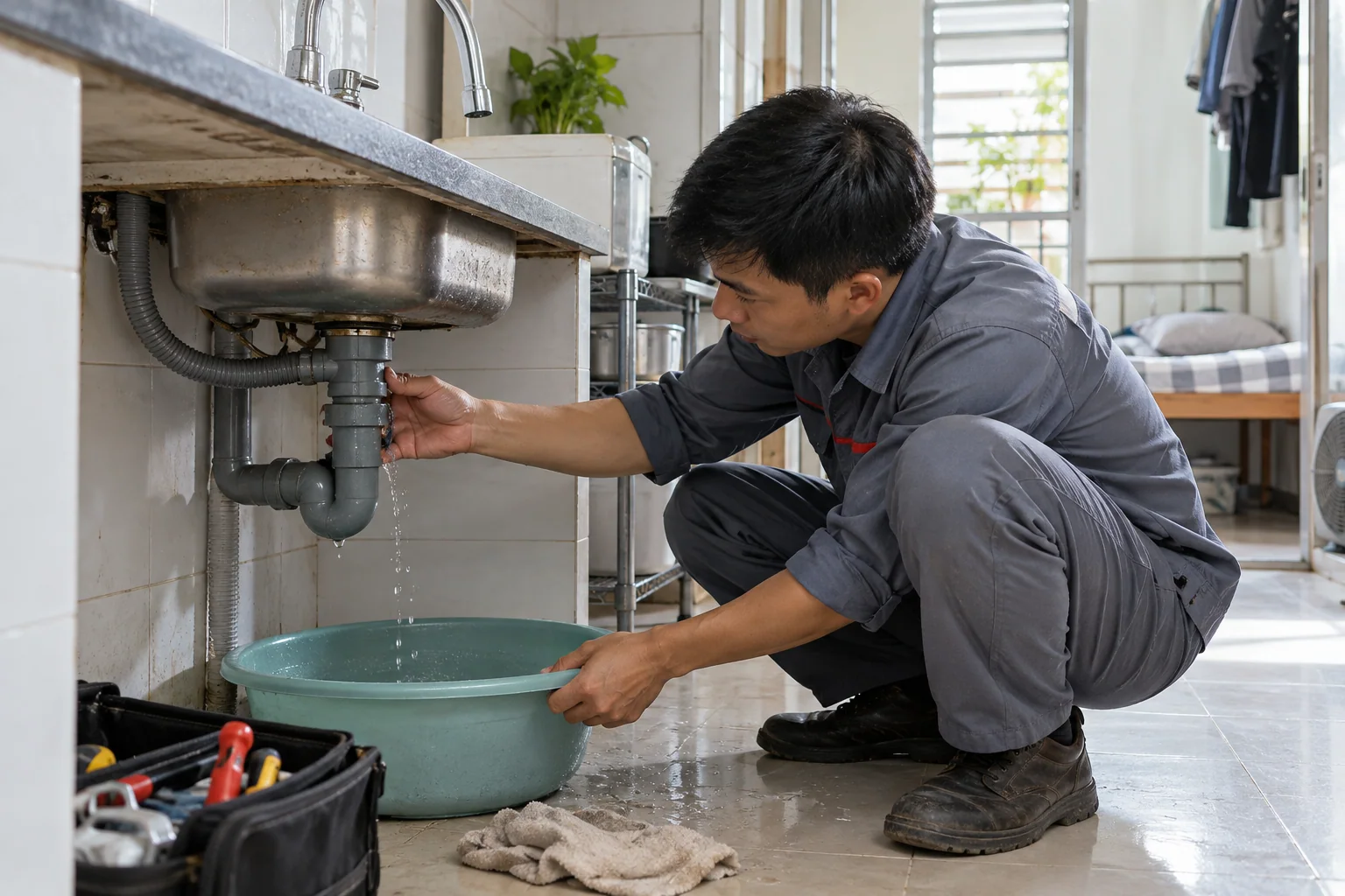 Ảnh minh họa: Quy trình xử lý rò nước tại phòng trọ