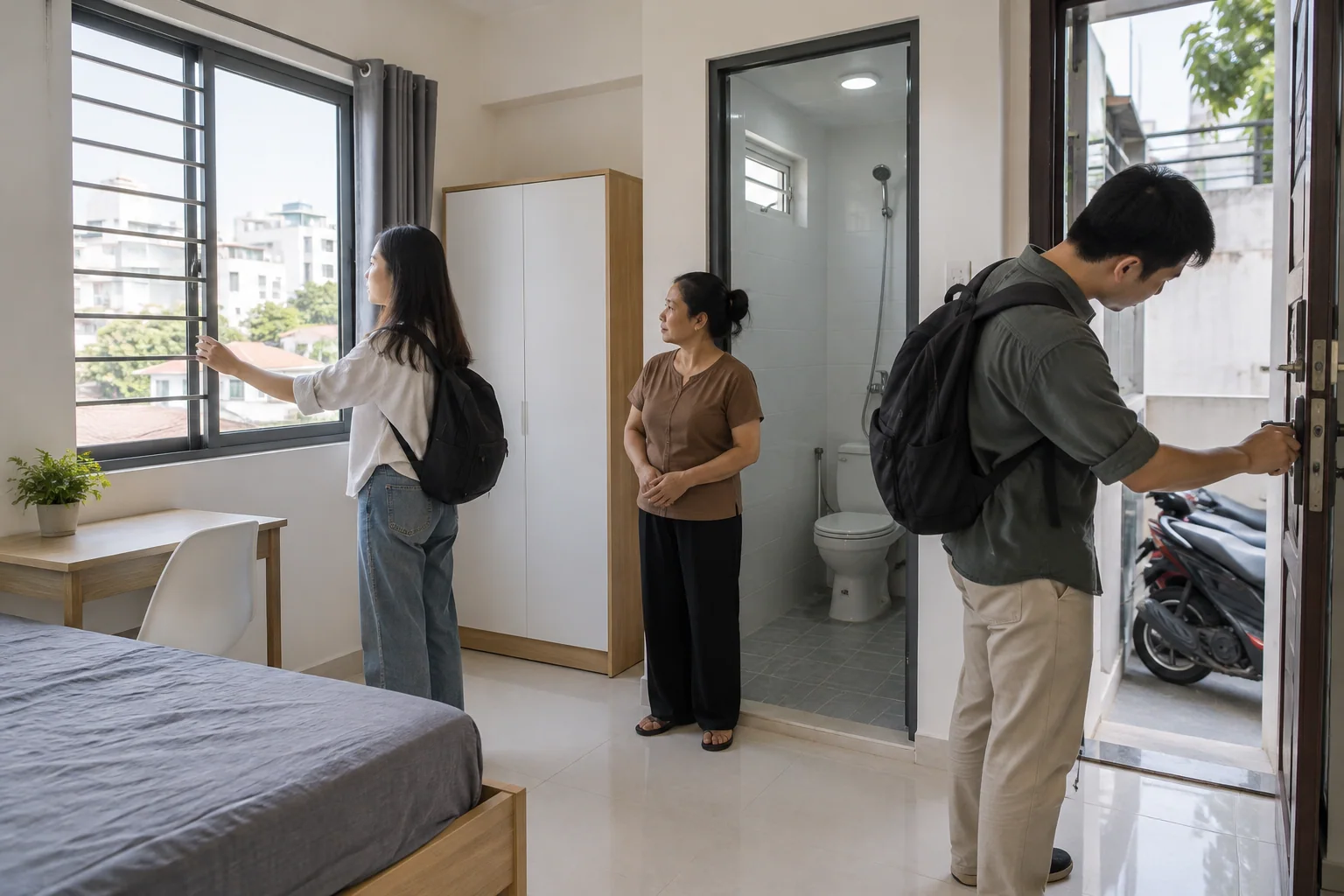 Ảnh minh họa: Kiểm tra phòng trọ tại khu vực Quận 3 trước khi đặt cọc